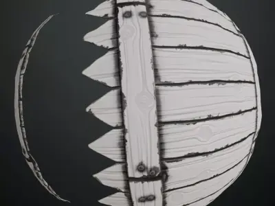 Painted White Wood Slats with Spiked Metal Band PBR Seamless Texture