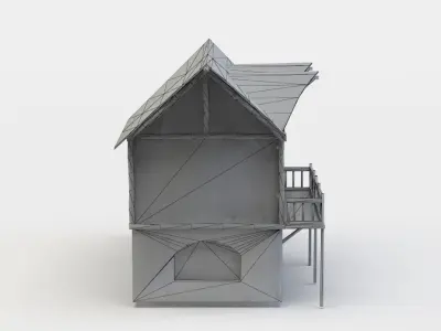 House with balcony Low-poly 3D model