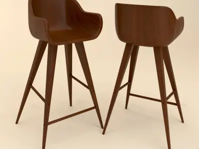 Wood Bar Chair 3D model