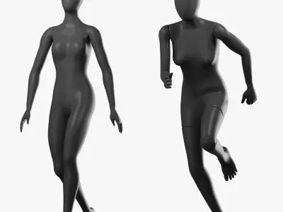  Black Rigged Simple and Sport Female Mannequins 