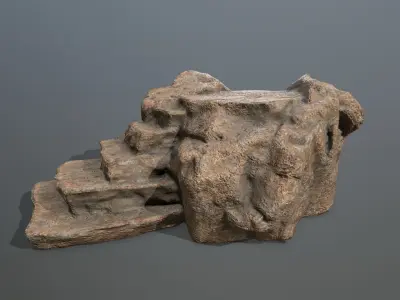 Altar Set rock Low-poly 3D model