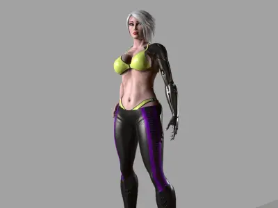 Cyberpunk Girl Low-poly 3D model