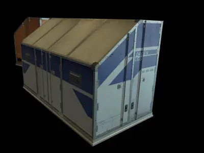 Airport shipping containers Low-poly 3D model