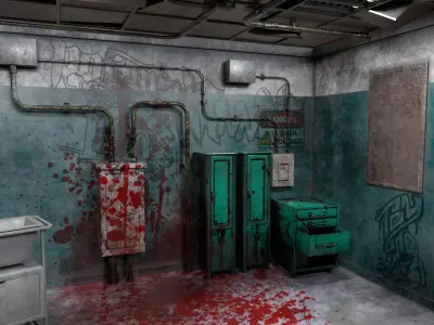 Old Hospital Room 1 Low-poly 3D model