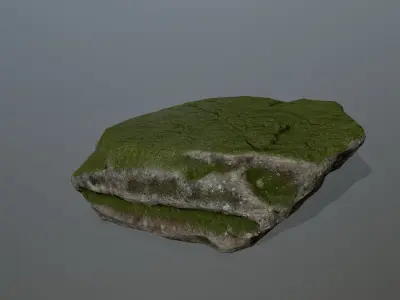 Rock Set with moss Low-poly 3D model