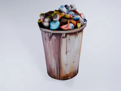 Urban Trash Can - Low Poly 3D Visualization Asset 3D model