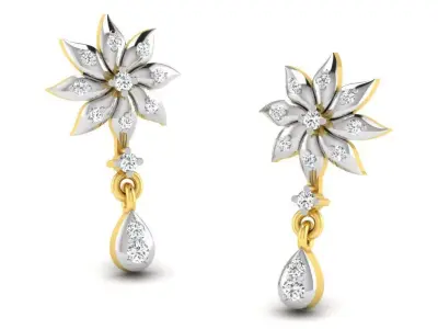 Gold Diamond Women Earring 3D print Model 3D print model 115