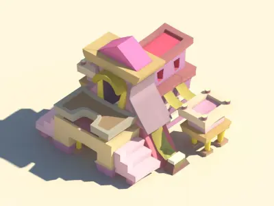 Design  house  cartoon origami  Paper House 3D model