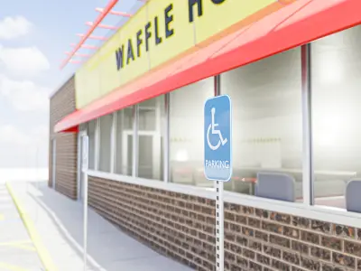 Waffle House with Parking Lot 3D model