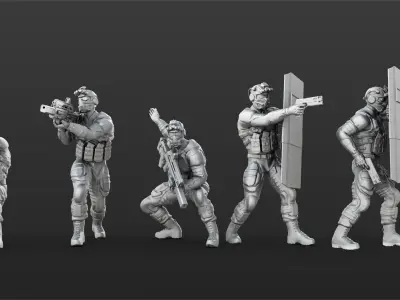 38 figure Sci fi soldier set 3D print model