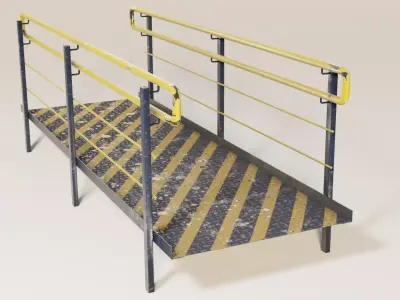 Ramp 3 PBR stair railings and handrails 3D model