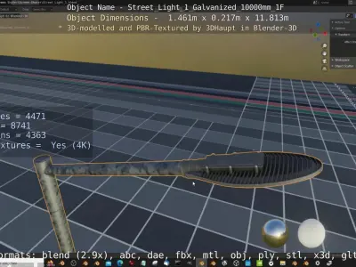 Street Light 1 Galvanized 10000mm 1F Low-poly 3D model