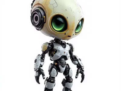 3D Cyborg Alien Character PBR Texture Description Low-poly 3D model