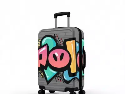 Street Art Graffiti Travel Suitcase 3D Model Low-poly 3D model