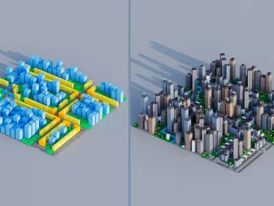 FastCity Generator for Cinema 4D Low-poly 3D model