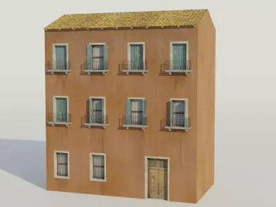 Apartment Building - Low-poly PBR Low-poly 3D model purchase