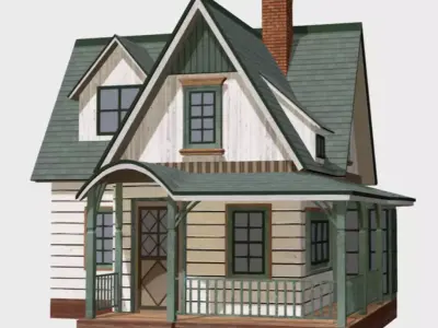 American Style Cottage - Town House Model Low-poly 3D model