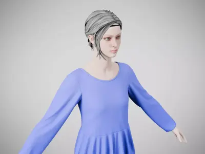 Dress 25 Very Light Blue Low-poly 3D model