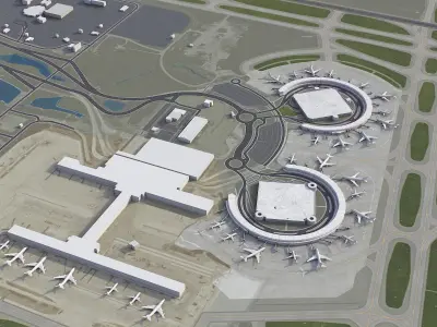Kansas City Airport Low-poly 3D model