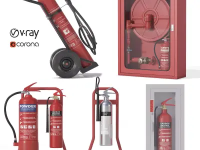 Fire Extinguishers Set 3D model