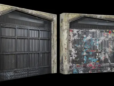 Street Door Clean And Dirty Textures Low-poly 3D model