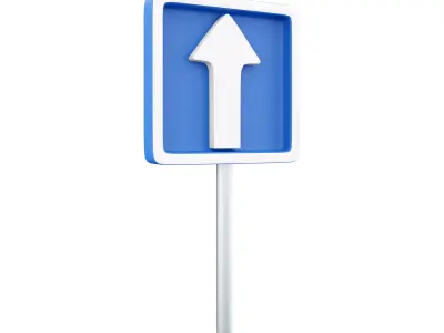 3d Straight road sign icon 3D model