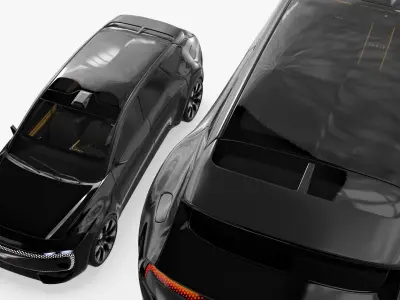 Premium Electric SUV Black Rigged for Cinema 4D 3D model