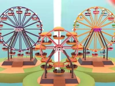 Ferris wheels pack Low-poly 3D model