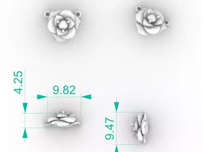 Stunning Rose Flower Necklace Pendant 3D print model