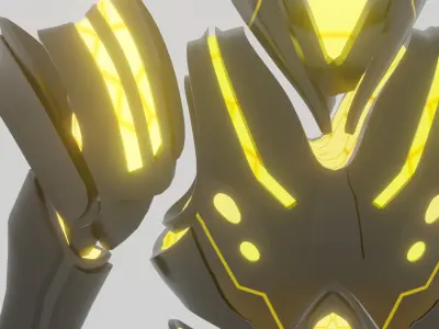Villianmech 3d armor with lights Low-poly 3D model