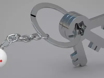 Cue Snooker Ball with Keychain 3D model