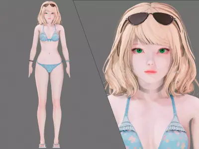 Bikini 0007 - UE5 - Unity - Blender - Animated Low-poly 3D model