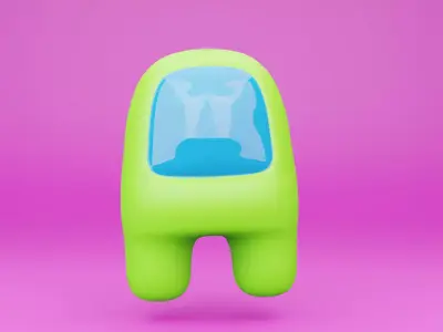 3D render Game Among Us light green body 3D model