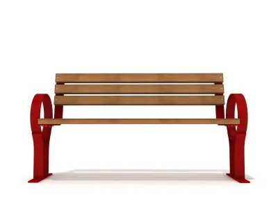 Outdoor Wood and Metal Bench 001 Low-poly 3D model