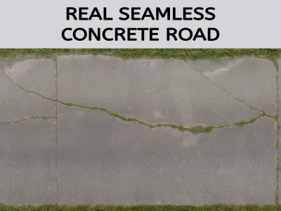 real 16 meter seamless concrete road Low-poly 3D model