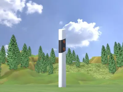 Delineator posts with yellow-orange reflectors R Low-poly 3D model