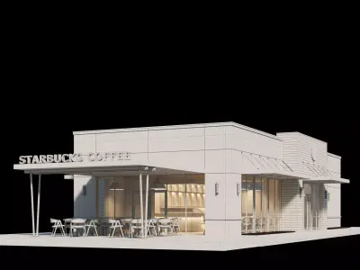 Starbucks cafe building 3D model