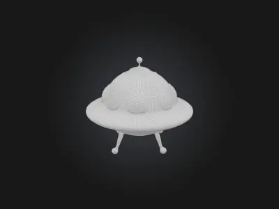 Cartoon Flying Saucer Low-poly 3D model