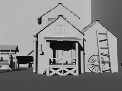 House with wagon 3D model