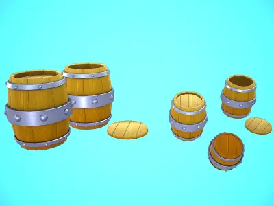 BARREL CARTOON STYLIZED Low-poly 3D model
