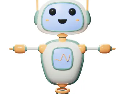 Adorable stylized robot 3D model