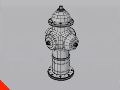 Hydrant LowPoly orange fire Low-poly 3D model