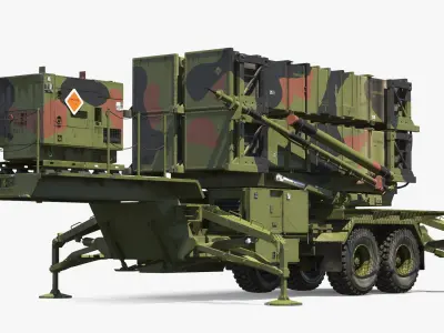  Patriot Launcher Transport Module with Support Box Camo Rigged 