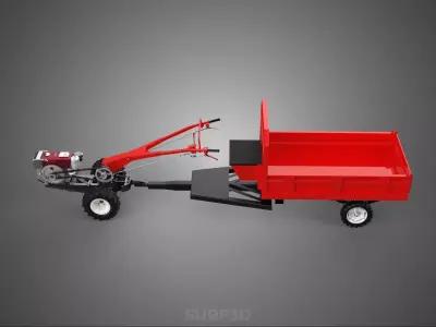 TRACTOR TRAILER CAR RURAL VEHICLE FARMER CARAVAN DRAY HAULING 3D model