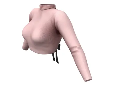 Bow Tied Open Back Turtle Neck Long Sleeve Crop Sweater Top Low-poly 3D model