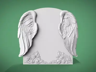 Memorial tombstone with wings 3D print model