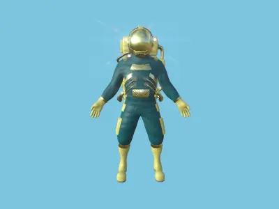 Astronaut Outfit 08 - Green Yellow - Character Design Fashion Low-poly 3D model