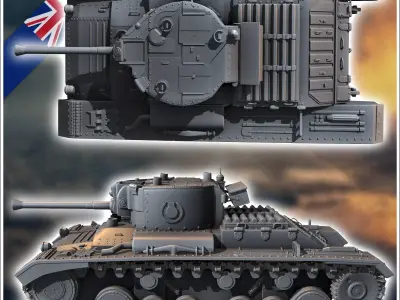 Valentine Mark Mk IX infantry tank - UK United WW2 Kingdom Briti 3D print model