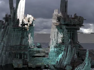 Sci fi Light gravity training arena wall 4 3D model