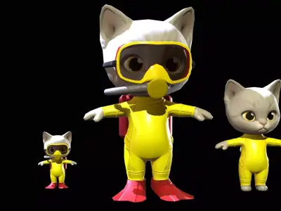 Cat7Pack2 Low-poly 3D model